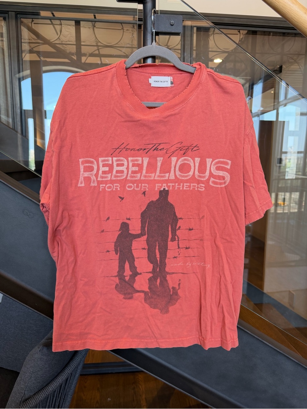 Honor The Gift Rebellious For Our Fathers Distressed Tee